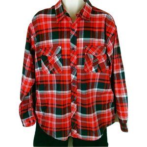 American Fusion Gear Mens Western Button Up Shirt XL Red Plaid Roll Up L/S NWOT